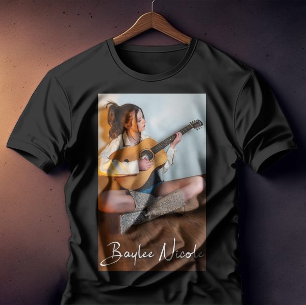 T Shirt - Baylee Sitting on Floor with Guitar